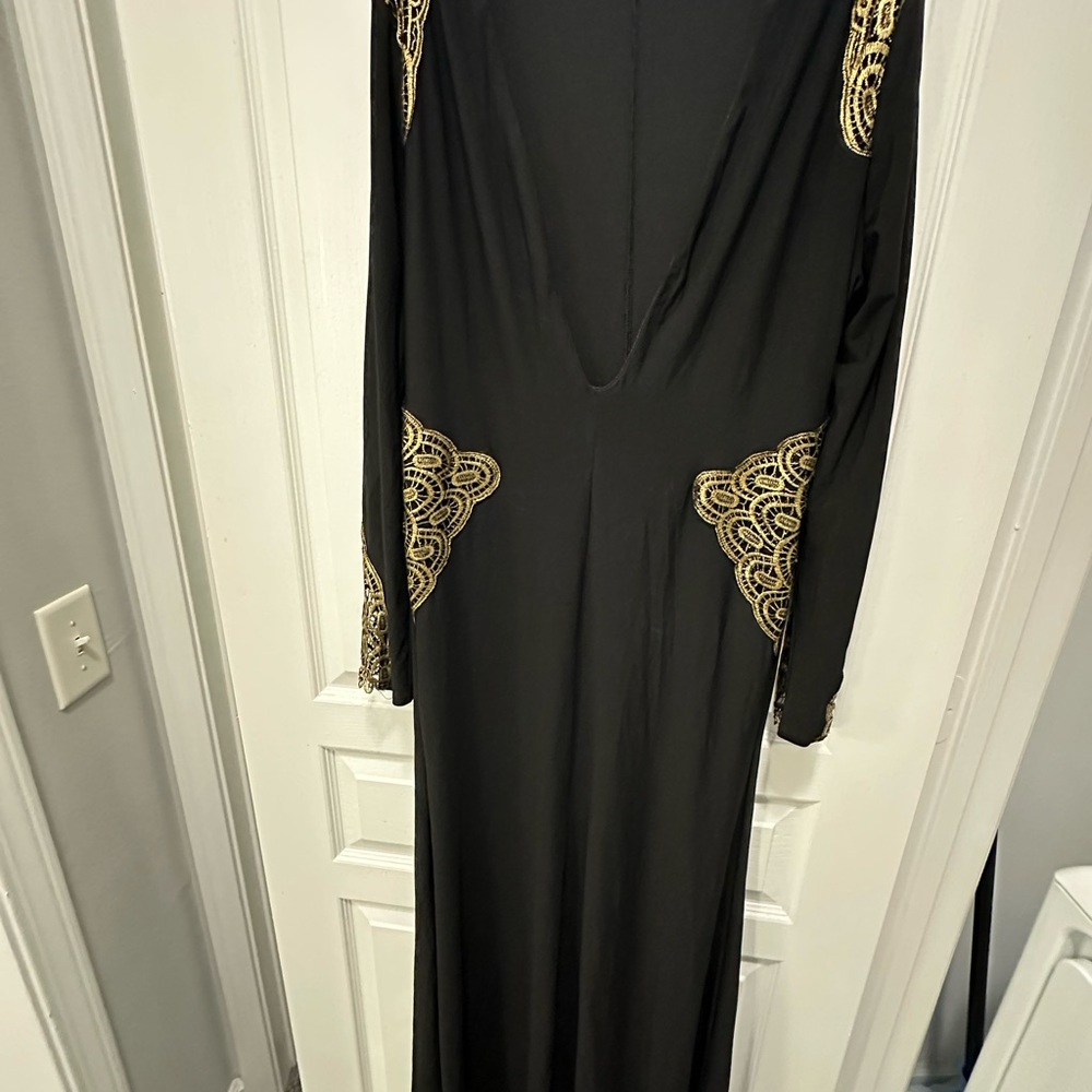 VENUS Black Dress with Gold Accents